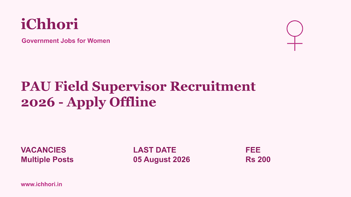PAU Field Supervisor Recruitment 2026 - Apply Offline - iChhori