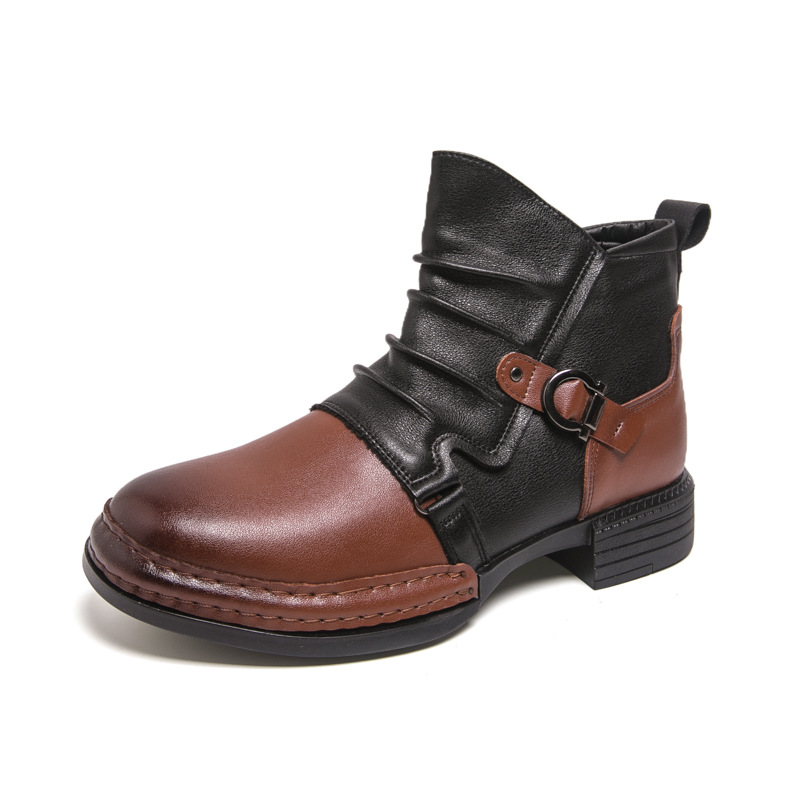 Men's cowboy-style ankle boots, faux leather, elegant