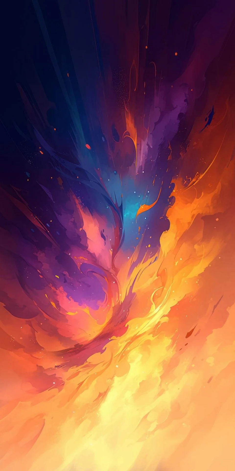 Explosive Cosmic Nebula Abstract Digital Painting Art - Free 4K mobile Wallpaper