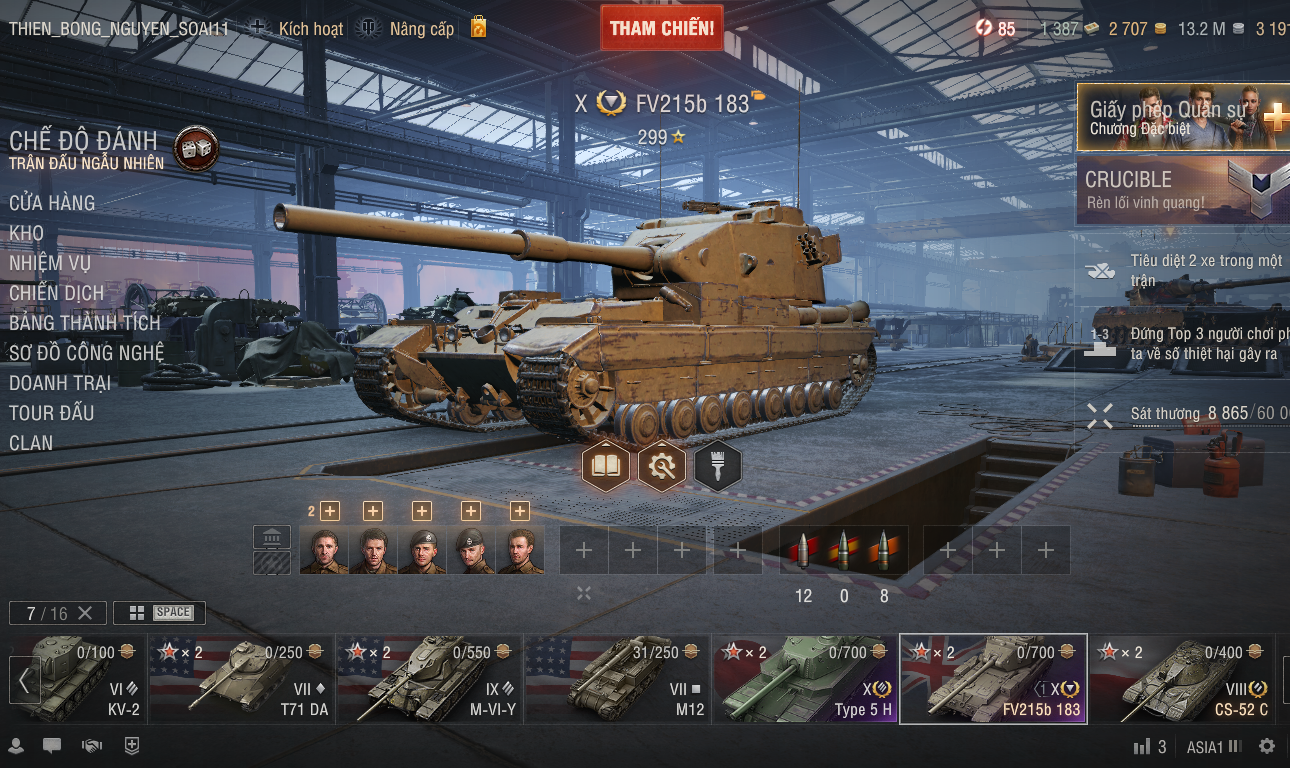 Acc World of Tanks PC với Cấp 10 khét tiếng Type 5 Heavy và...