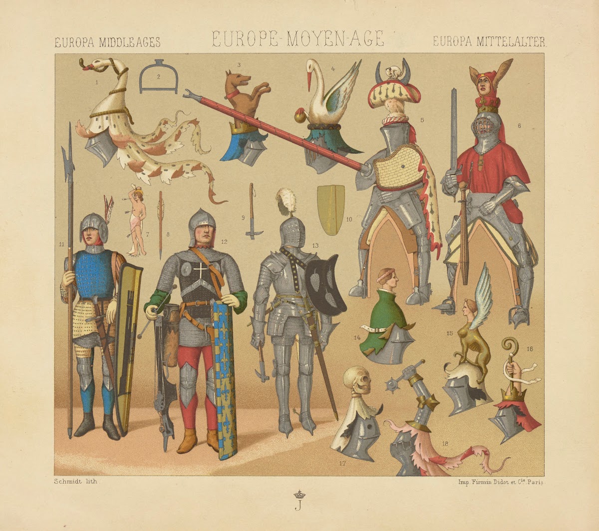Costumes de guerre de joute et de tournoi  les hauts cimiers 1876 1888
