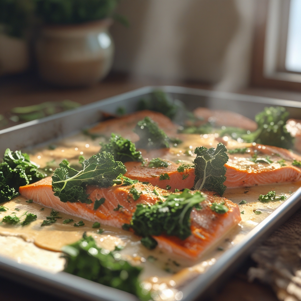 Honey Mustard Salmon & Kale Sheet‑Pan Breakfast Skillet