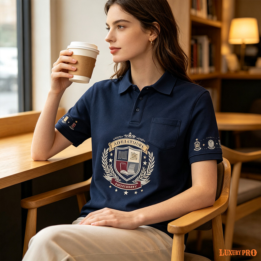 AOP HNH Polo with Lapel Buttons and Pockets