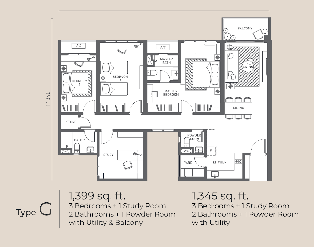 Arunya Residences KL North 户型图