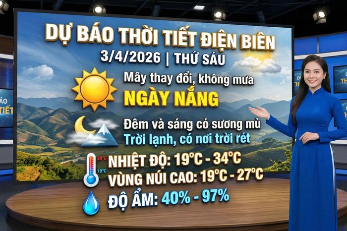 Bản tin Dự báo thời tiết ngày 3/4/2026 - Báo Điện Biên Phủ