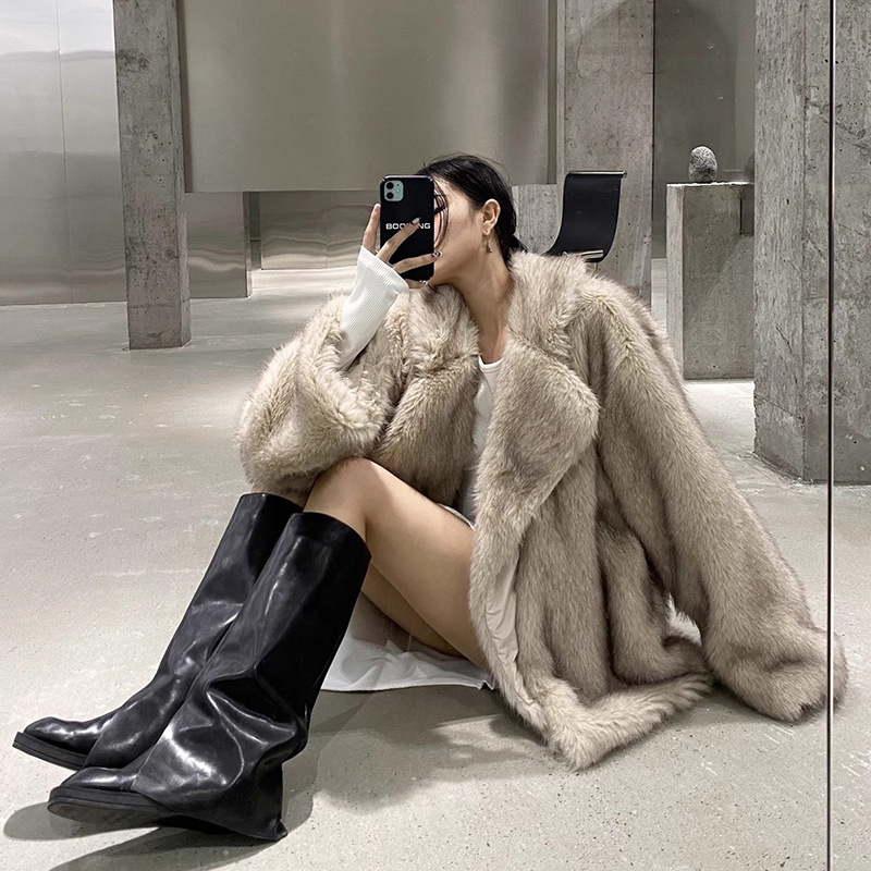 Women's Fur Coat, Mid-Length, Faux Fur, Winter