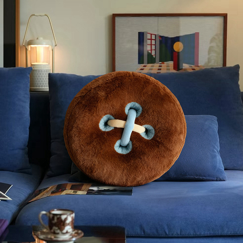 Round plush pillow with button, 40 cm