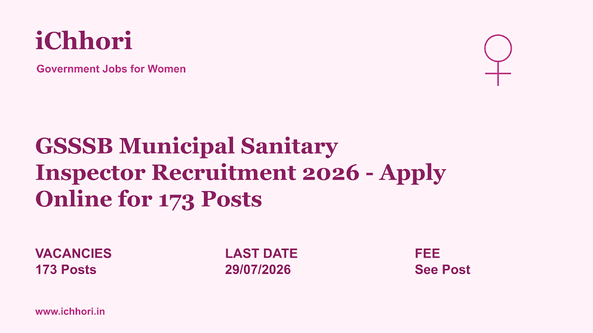 GSSSB Municipal Sanitary Inspector Recruitment 2026 - Apply Online for 173 Posts - iChhori