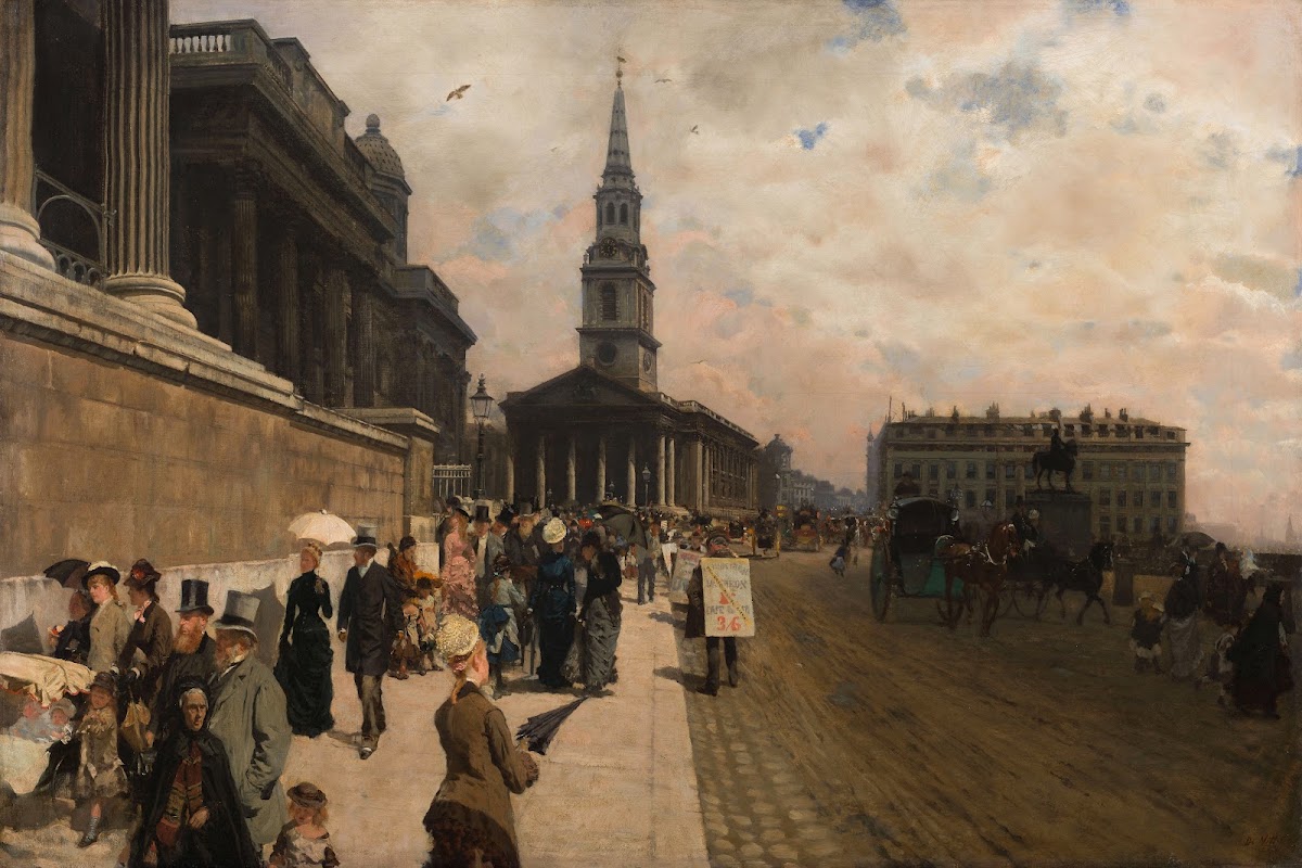 La National Gallery et léglise Saint Martin Londres 1878