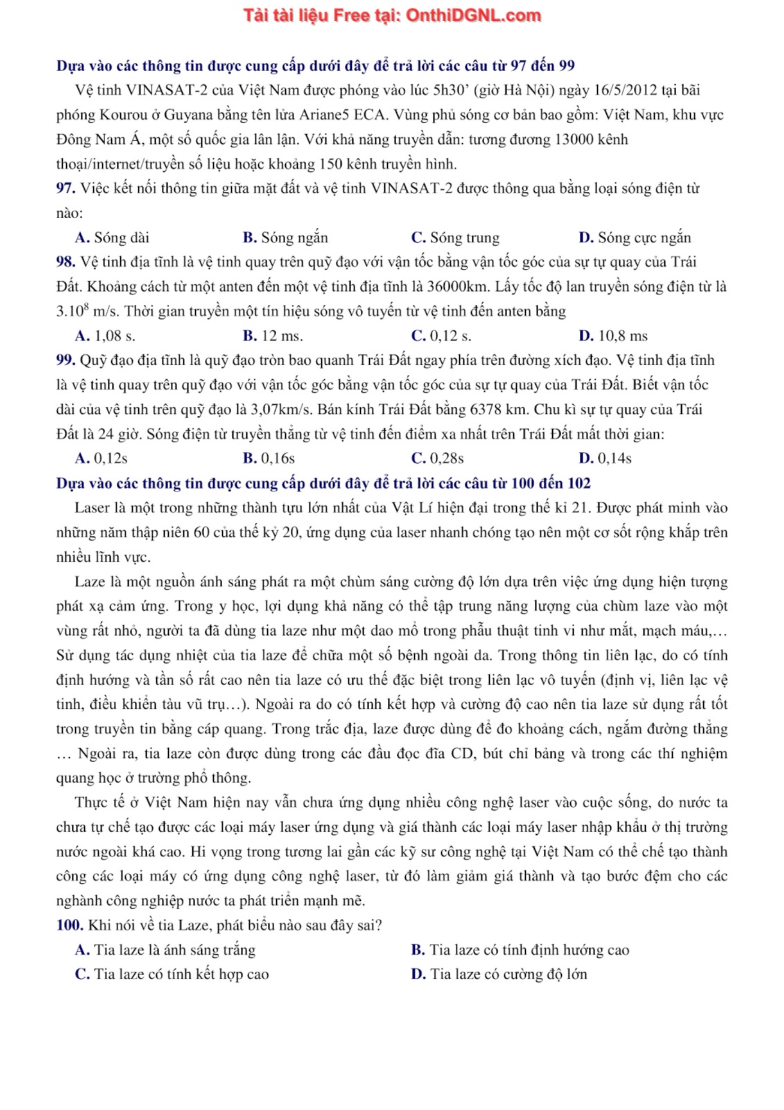 300 bài tập môn Vật Lý - Ôn thi ĐGNL ĐHQG TPHCM Phần 27