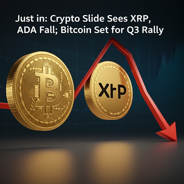 Just in: Crypto Slide Sees XRP, ADA Fall; Bitcoin Set for Q3 Rally