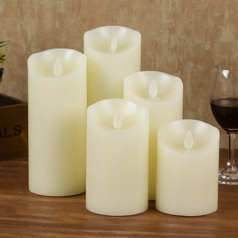LED pillar candle made of stearin, with remote control