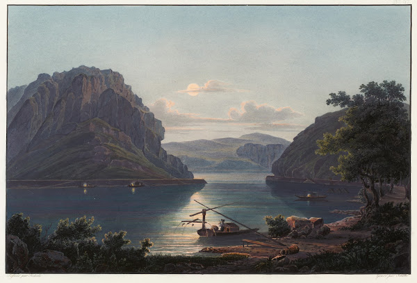 Vue des rochers de Lourley et de la pêche des saumons