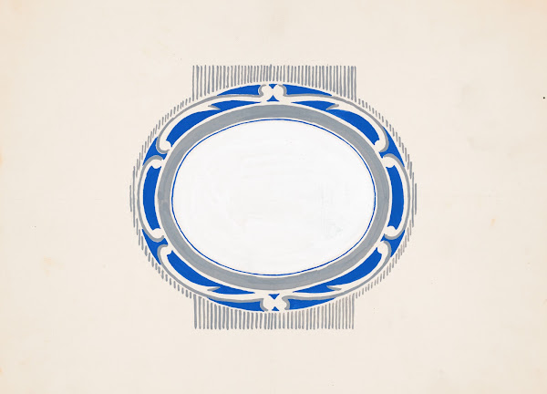 Sketch for oval medallion and Ruppert Beer blue and silver logo 1935
