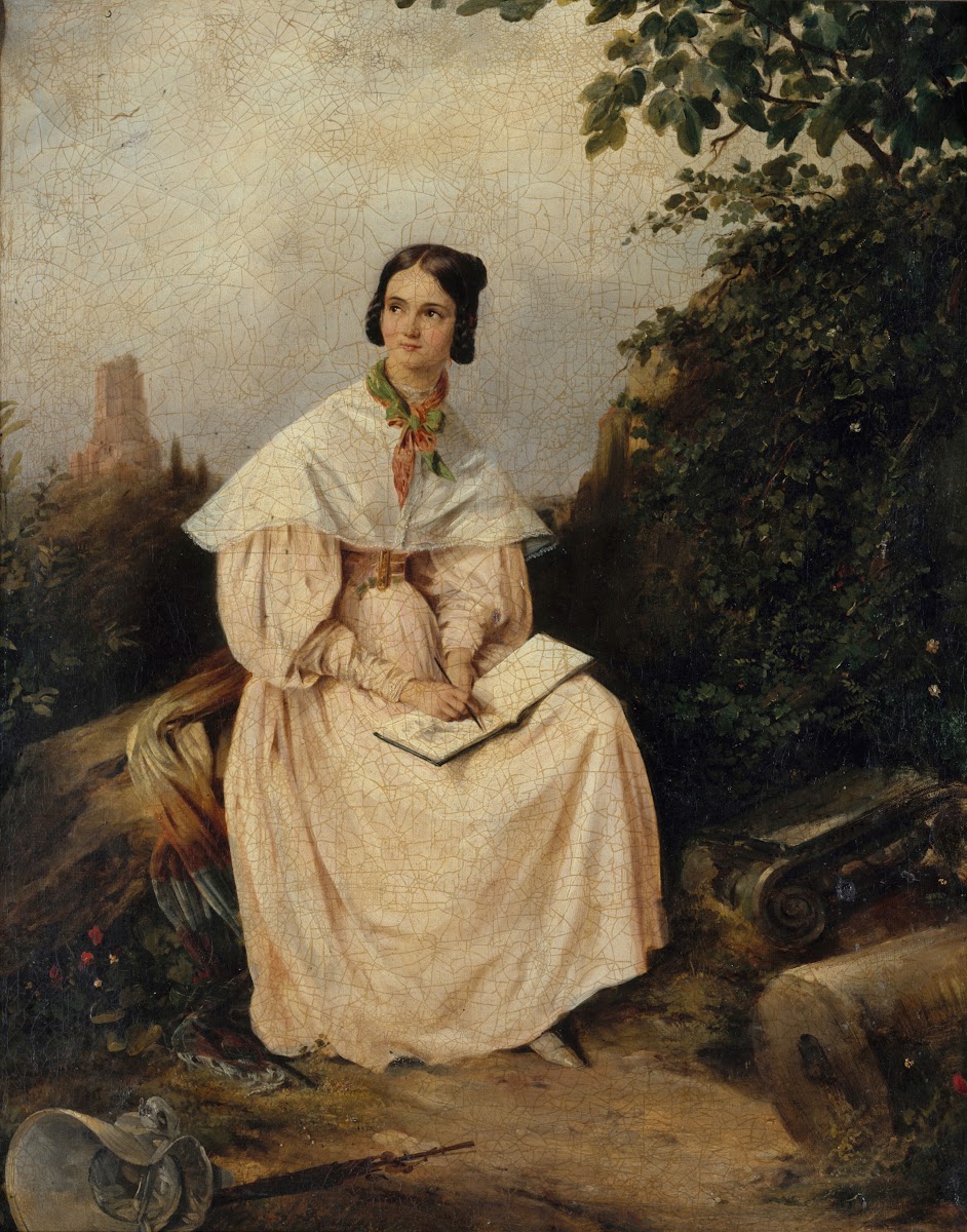 Héloïse Colin dessinant dans la campagne nîmoise 1836
