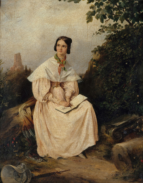 Héloïse Colin dessinant dans la campagne nîmoise 1836
