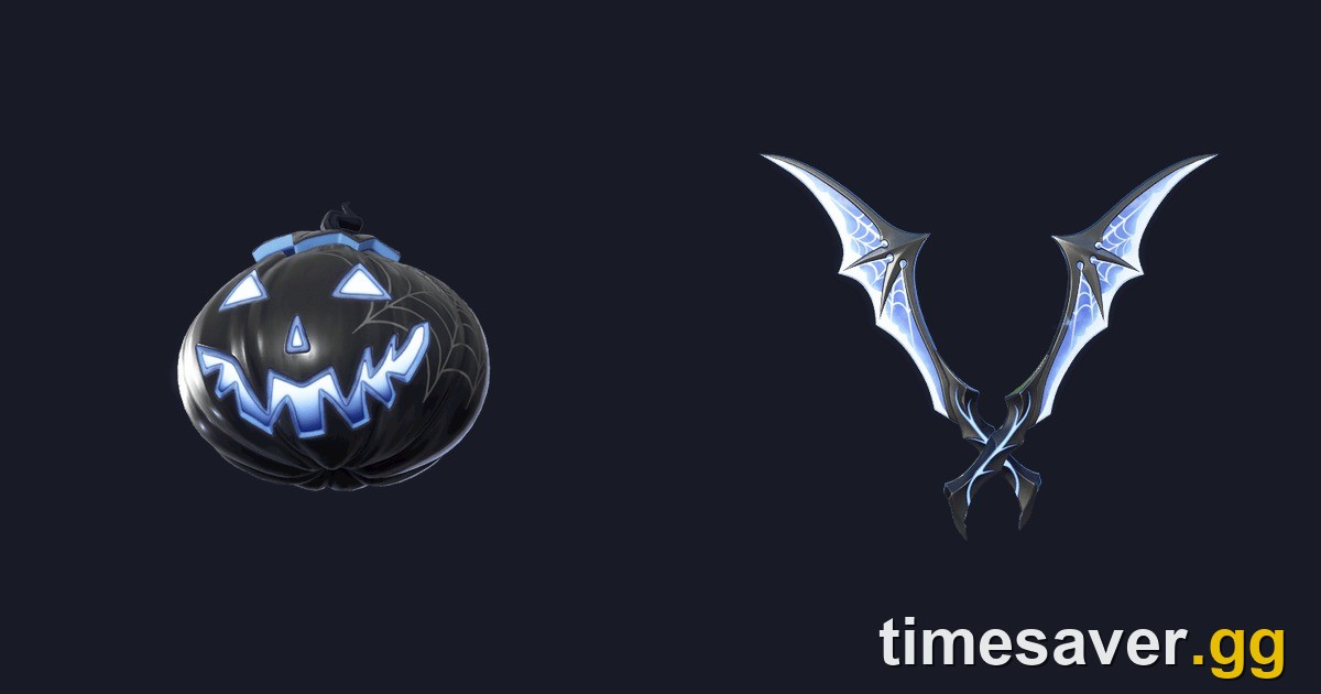 The Midnight Gourdy Back Bling and Midnight Batwings Pickaxe in-game icons