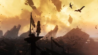 Lone Figure In Ship Graveyard 4K Desktop & Mobile Wallpaper Background