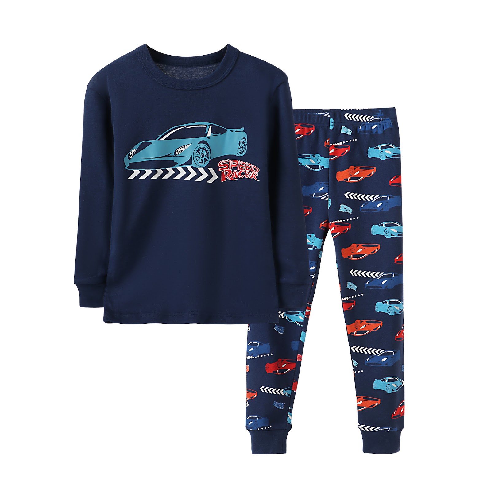 Children's Pajama Set, Long Sleeve, Cotton Rib Knit, Cartoon Design