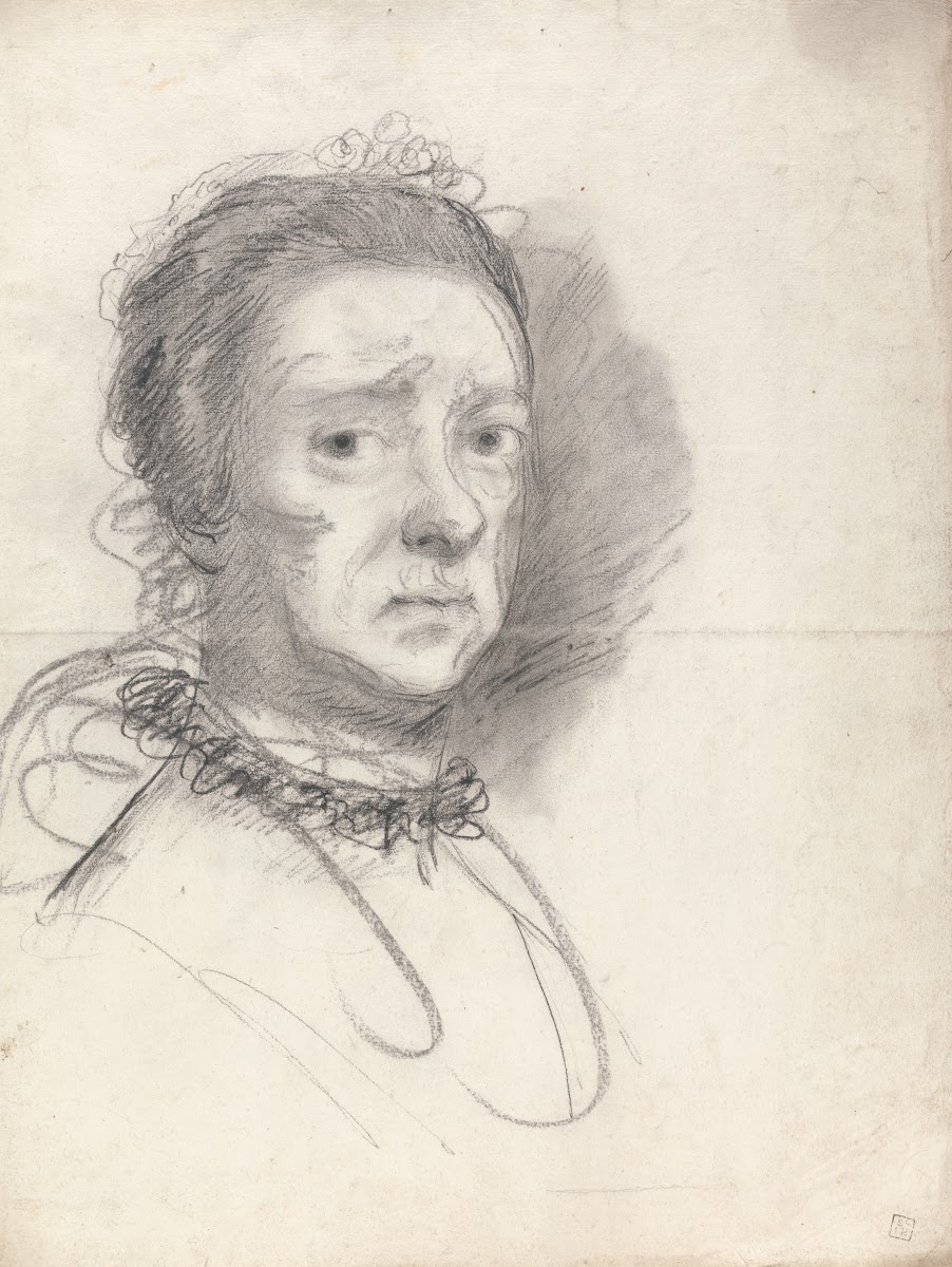 Head of an elderly lady studies from Raphaels Disputation