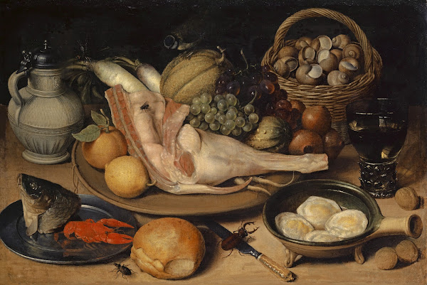 Still Life With Leg Of Veal Insects And Titmouse 1615