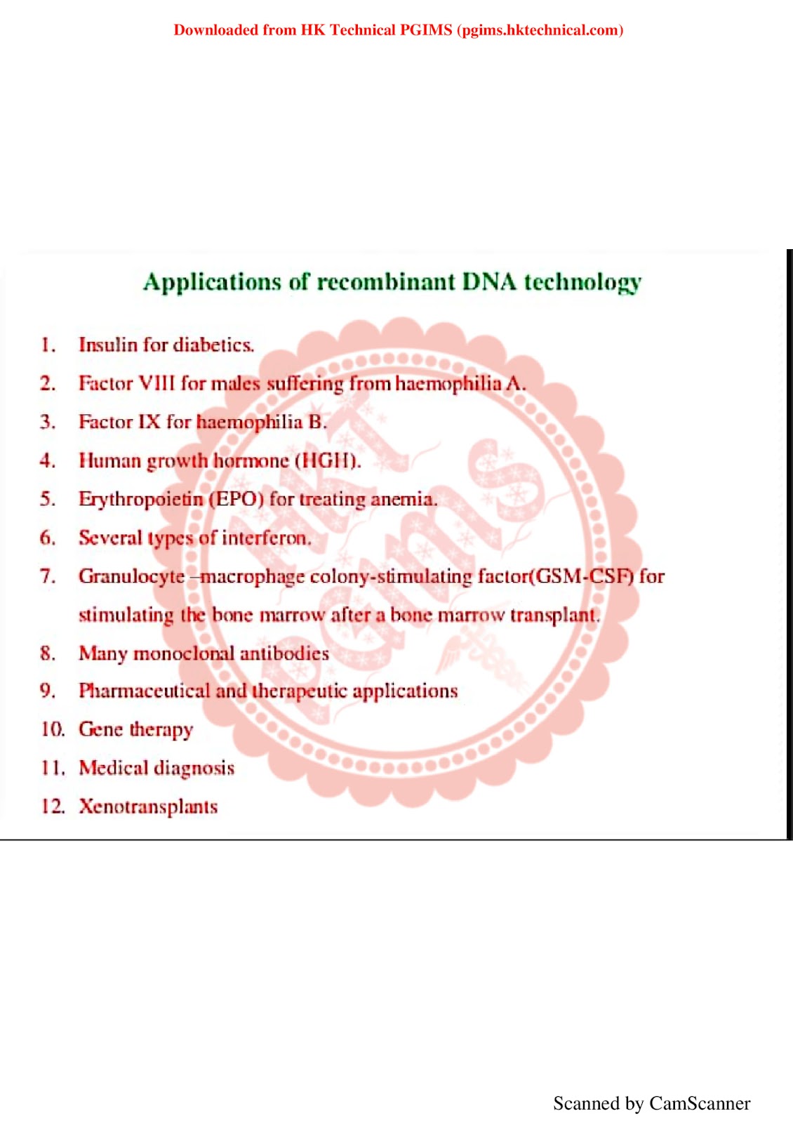 rDNA Applications 6th Semester B.Pharmacy Lecture Notes,BP605T Pharmaceutical Biotechnology,BPharmacy,Handwritten Notes,BPharm 6th Semester,Important Exam Notes,rDNA applications,