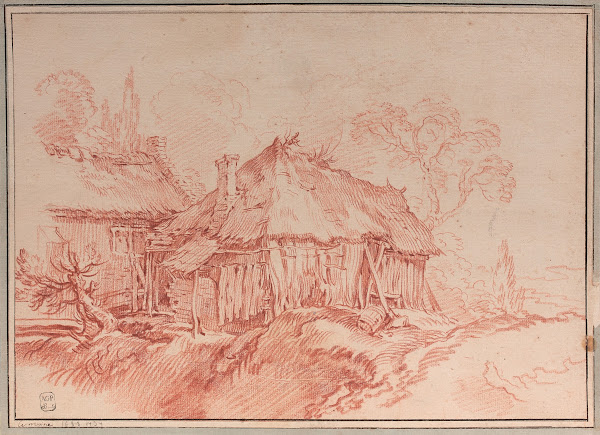 Chaumières dans un paysage daprès Abraham Bloemaert