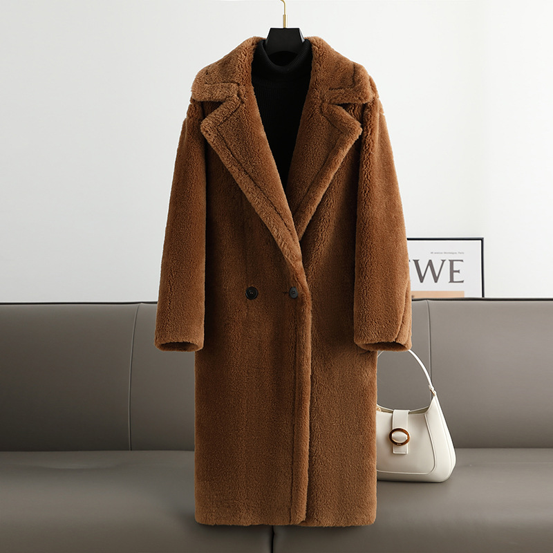 Teddy coat with lapel collar, women