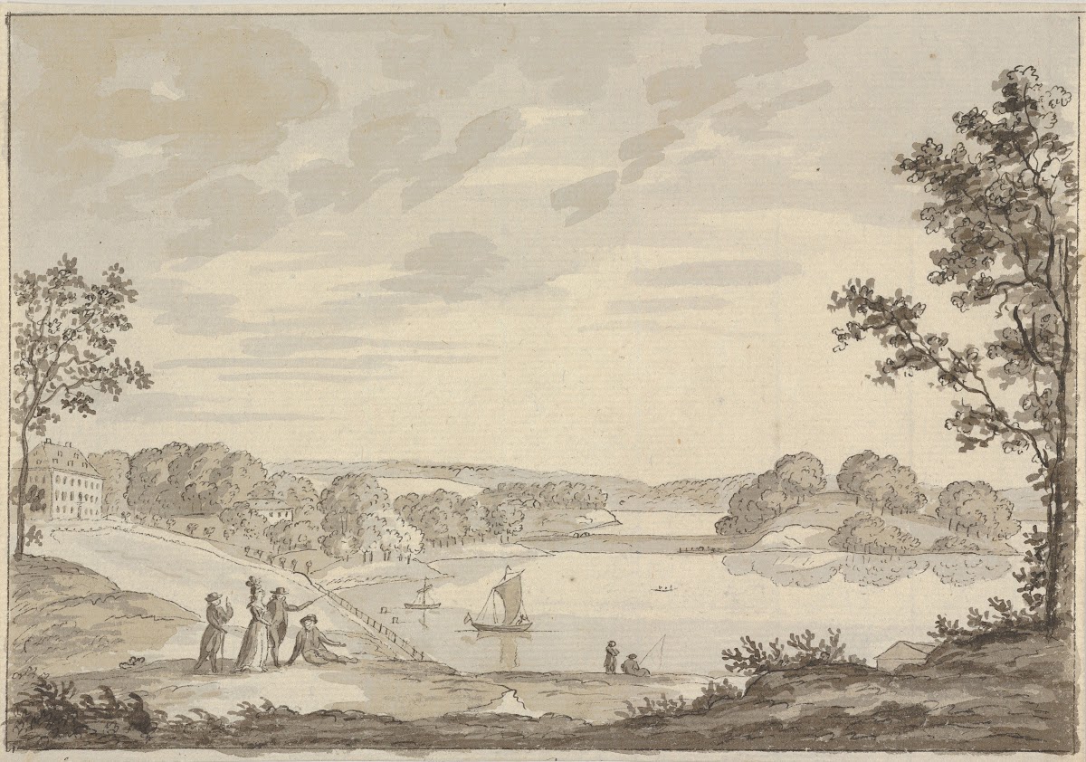 View of Naesse castle with Lake Furesø from the West ca 178084