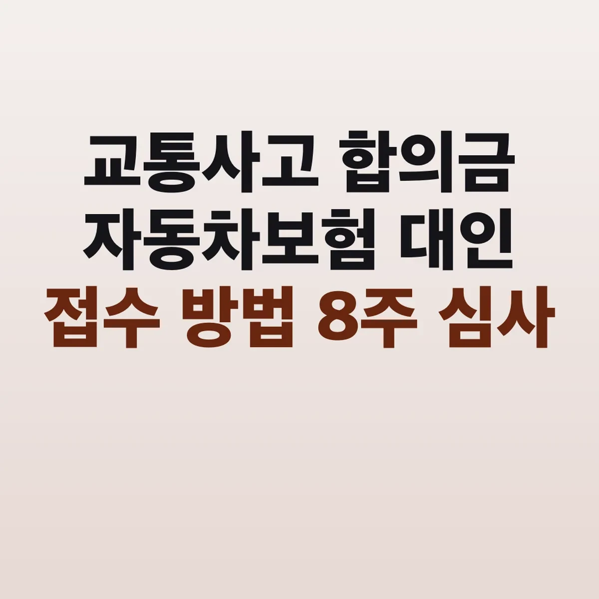 교통사고 합의금 자동차보험 대인 접수 방법 8주 심사
