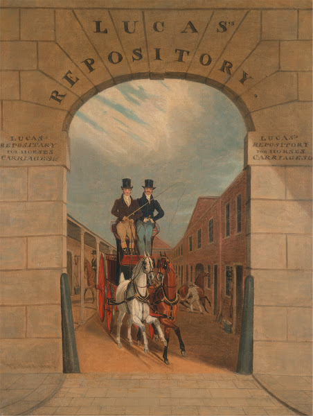 Schooling a Pair in a Brake at Lucass Yard Clerkenwell 1818