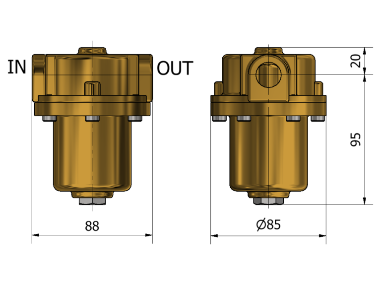 PHF BS2 CF12 Medium Pressure Filter - Brass Filters by Southern CGS