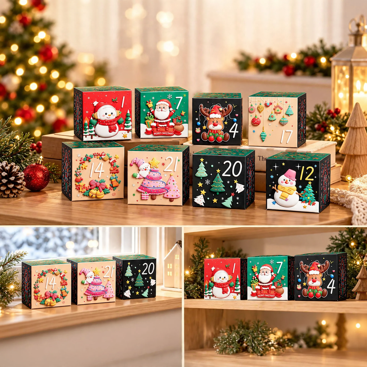 Dekorative Advents-Geschenkboxen, 24er-Set