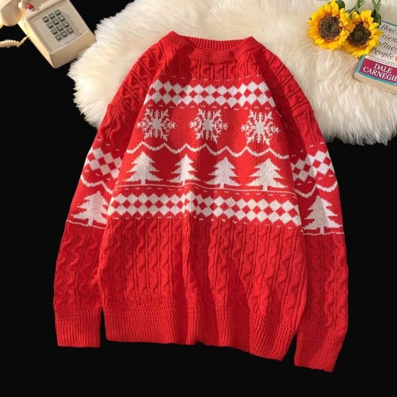 Retro knitted sweater in American style
