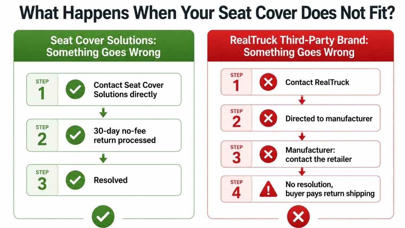 Seat Cover Solutions vs RealTruck return policy comparison