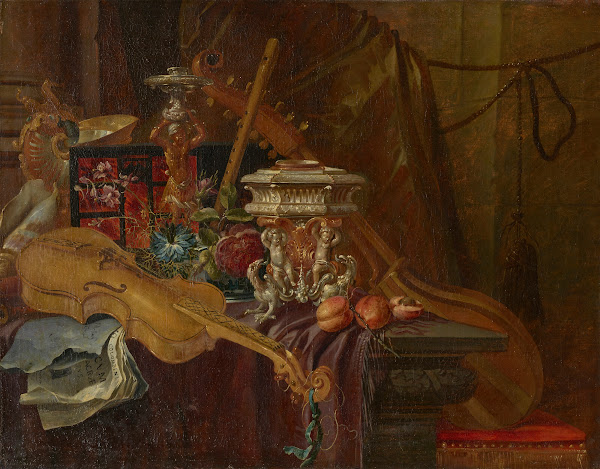A still life with musical instruments