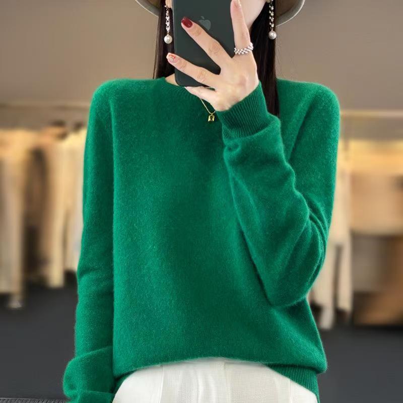 Women's Wool Sweater, Round Neck, Loose Fit