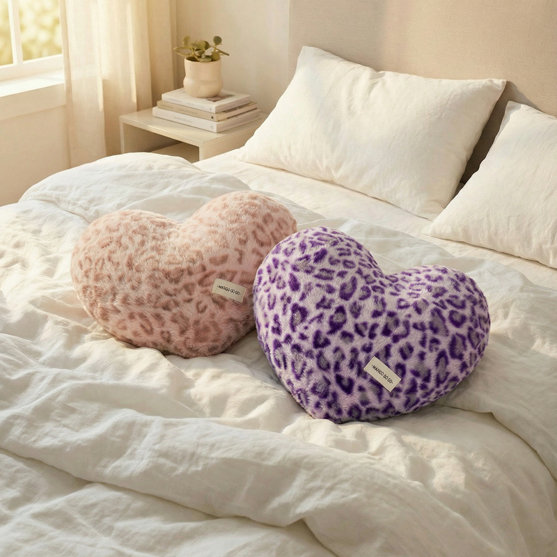 Cuddly pillow with leopard pattern, 40×35 cm