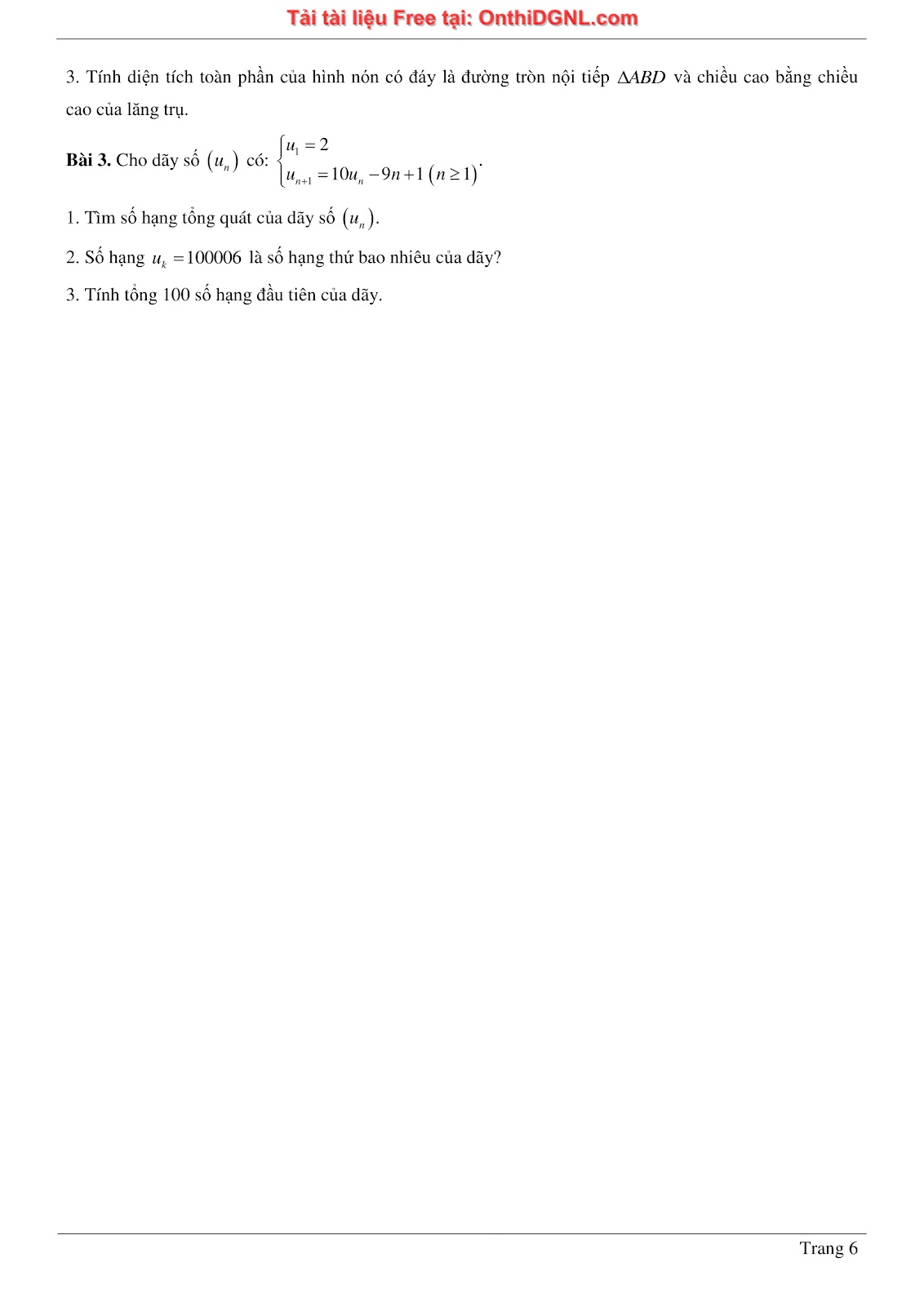 475 bài tập môn Toán - Ôn thi ĐGTD ĐH Bách Khoa Hà Nội Phần 6