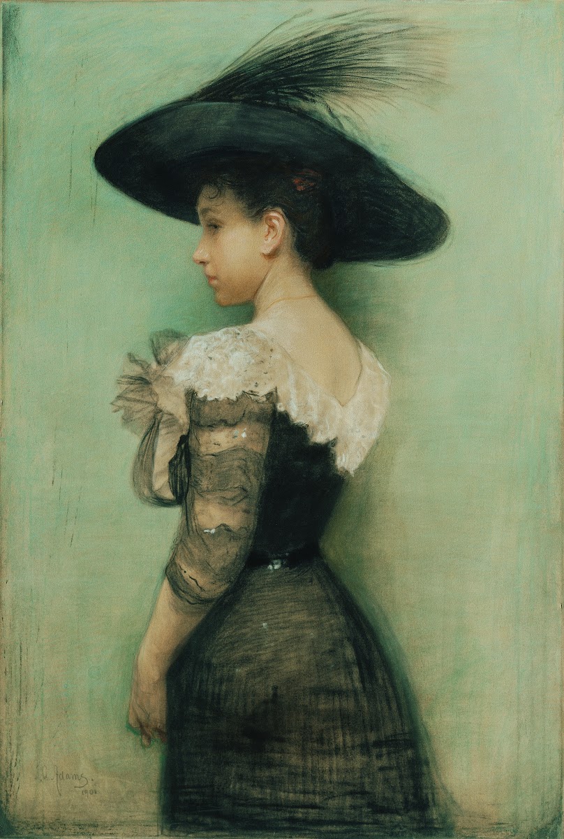 Dame mit schwarzem Kleid und Hut Alice Hauser 1901
