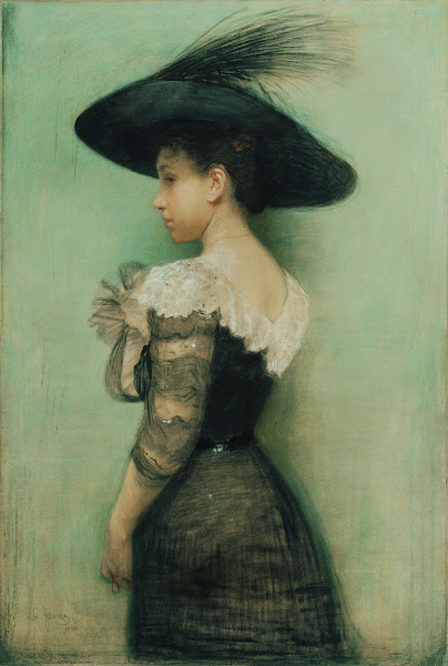 Dame mit schwarzem Kleid und Hut Alice Hauser 1901