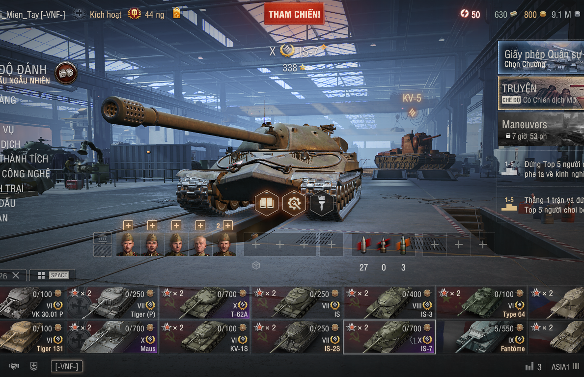 Acc World of Tanks PC gồm 4 tank X IS-7, T-62A, Maus, 60TP c...