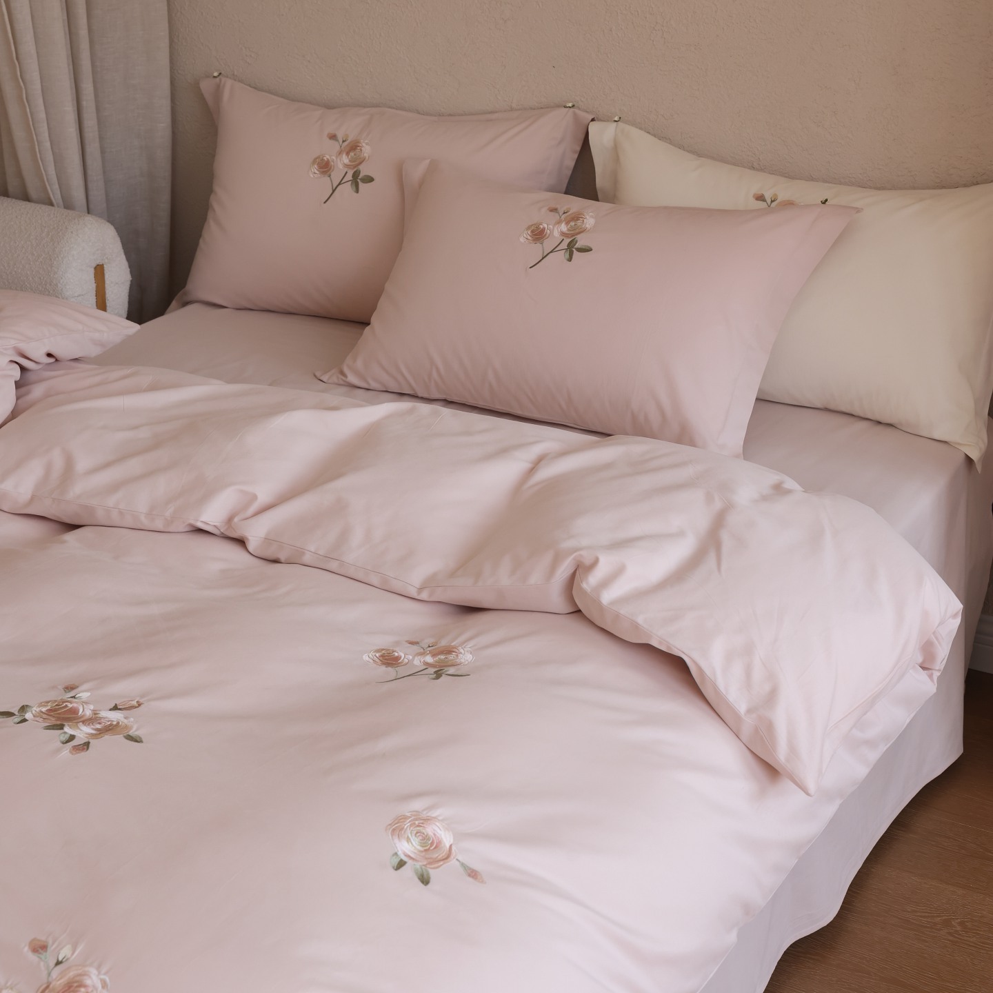 Cotton bedding set, 4-piece, Long-staple cotton
