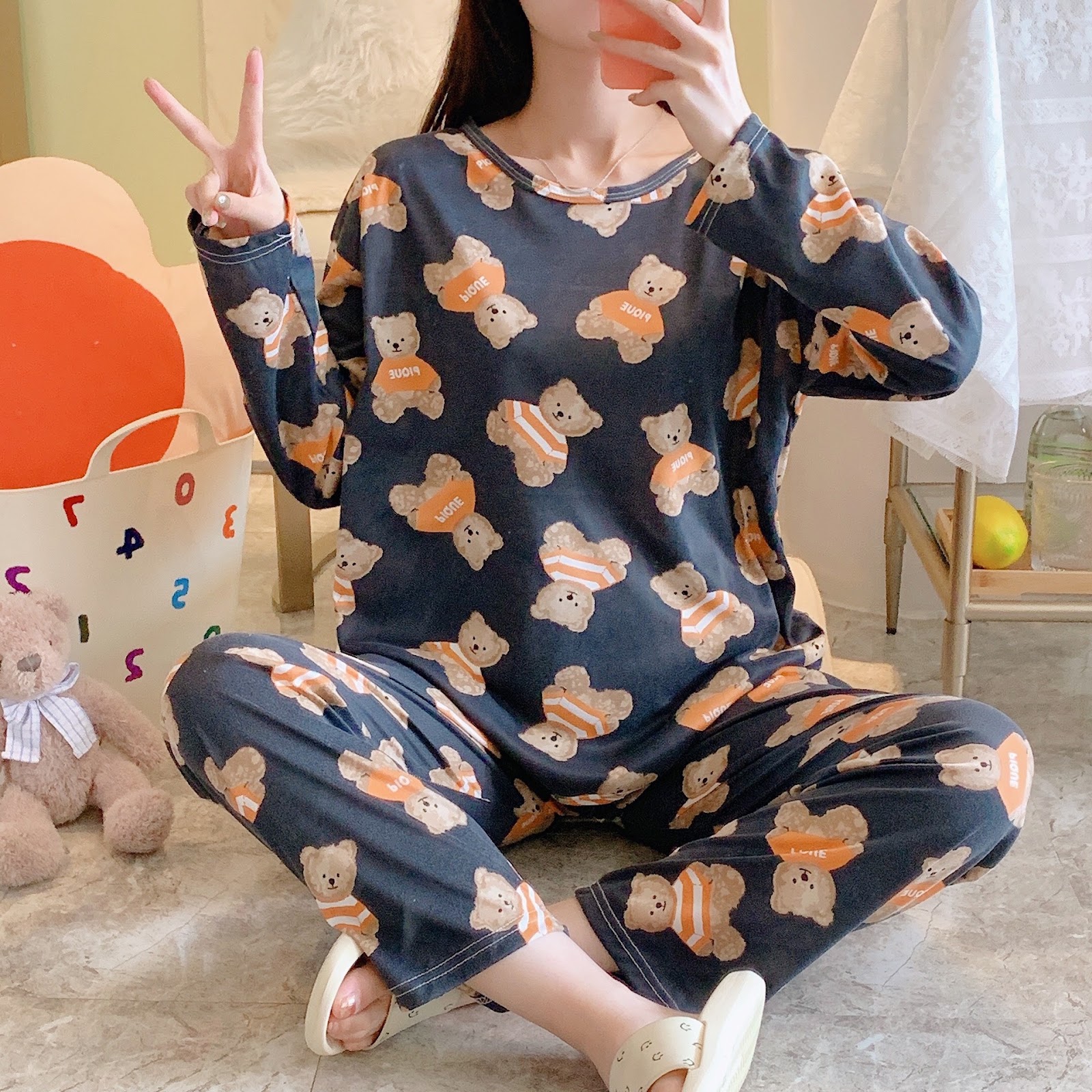 Women's Pajama Set, Long Sleeve, Round Neck, Various Designs