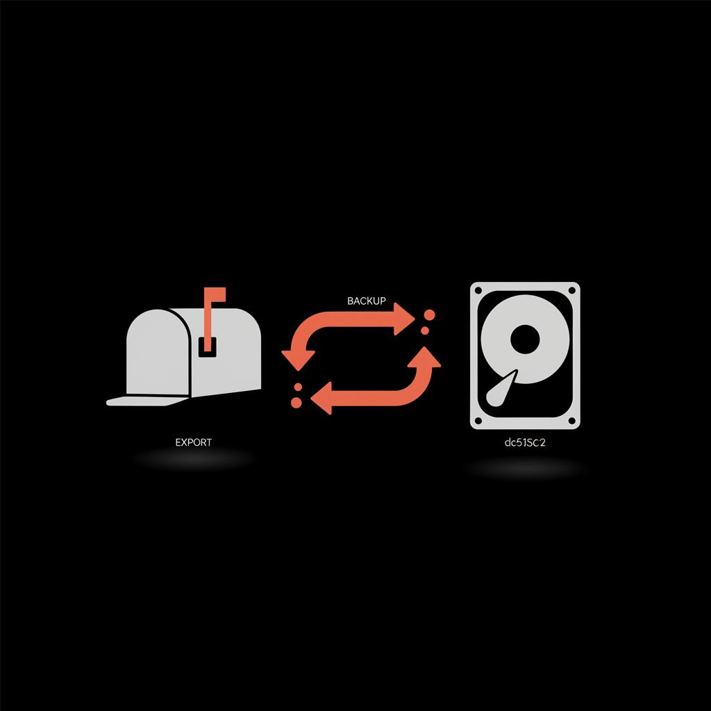 Minimal vector infographic of a mailbox and external hard drive linked by export and backup arrows in Social Success Hub colors showing how to recover old Yahoo emails