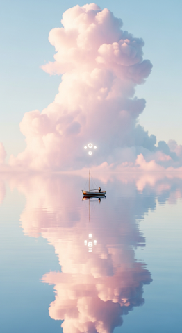 Sailboat Under Pink Clouds