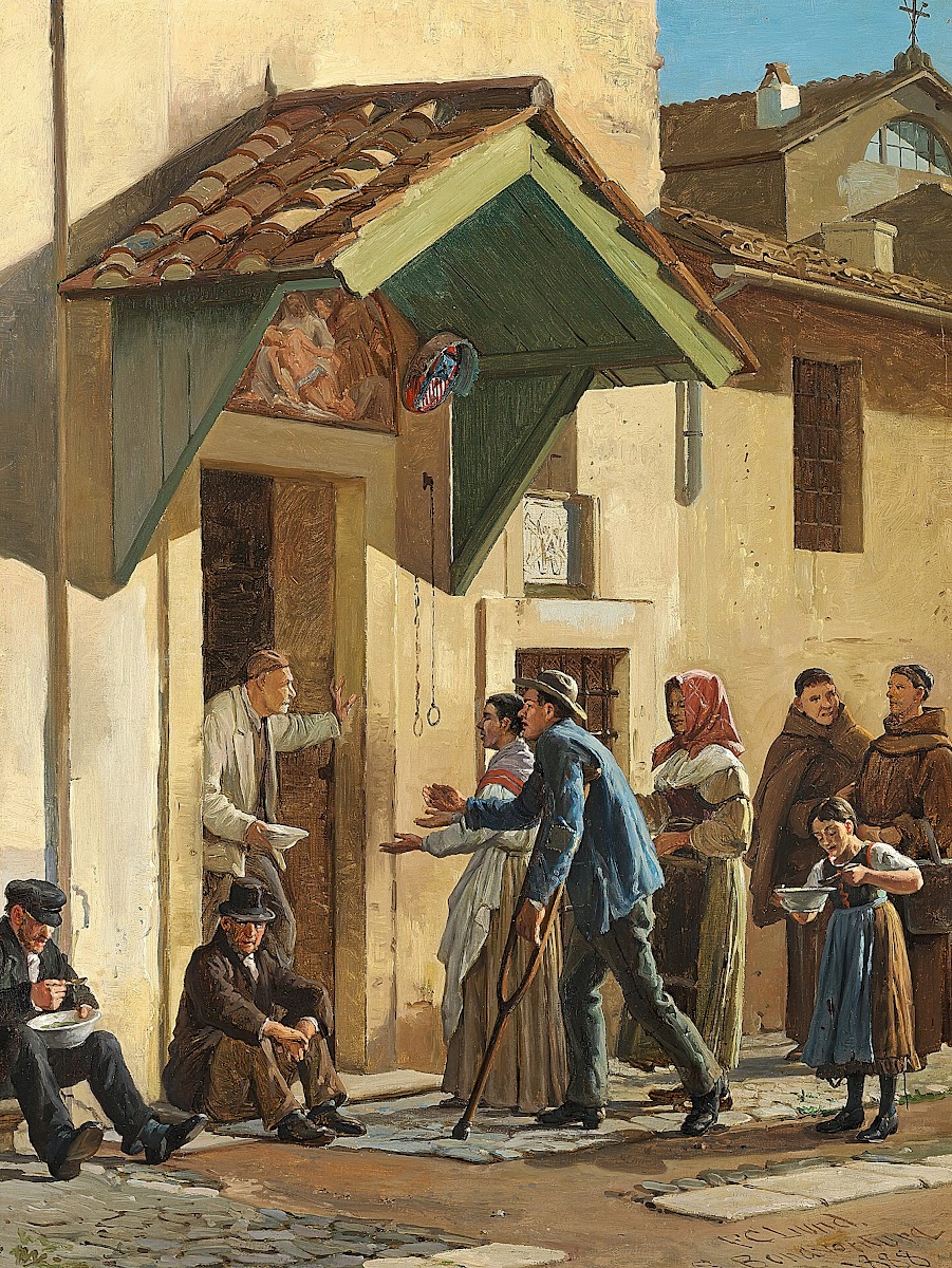 Fattige bespises ud for klosteret San Bonaventura på Palatinerhøjen 1888