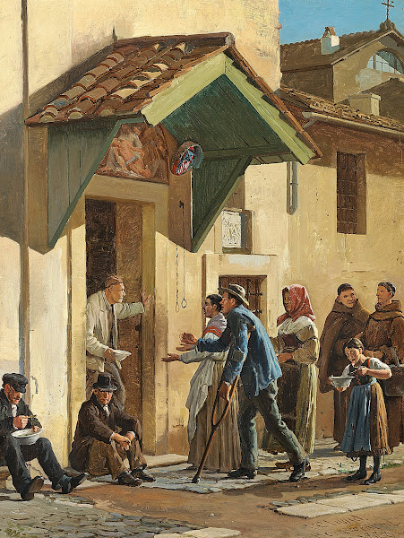 Fattige bespises ud for klosteret San Bonaventura på Palatinerhøjen 1888