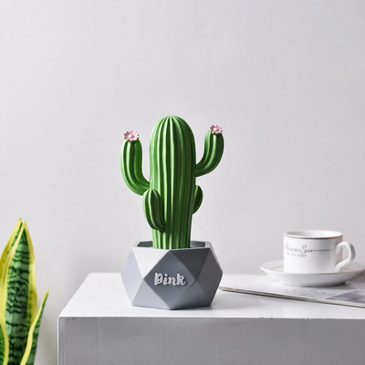 Cactus decoration made of resin, Nordic