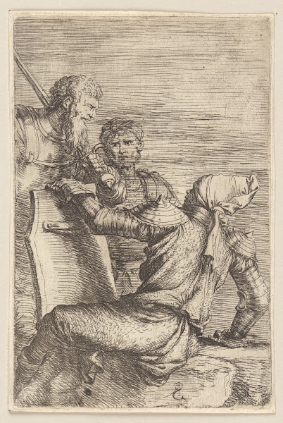 Two Soldiers Facing a Third Who Holds a Shield 1656   1657